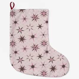 Meia De Natal Grande Estrelas Geo Rosa Bonito - padrão.