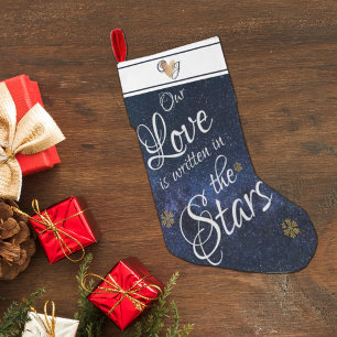 Meia De Natal Grande Estrelas Noturnas Fofas Monograma Amor Escrito Nas