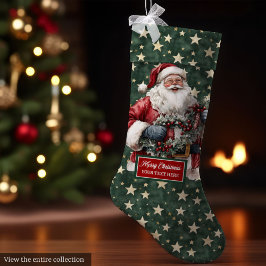 Meia De Natal Grande Eterno Vintage Papai Noel Personalizado