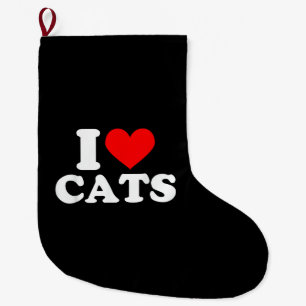 Meia De Natal Grande Eu Adoro Gatos - Eu Adoro Gatos Eu Amo Gatos