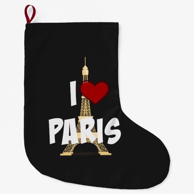 Meia De Natal Grande Eu Amo Paris, Torre Eiffel, (Frente)
