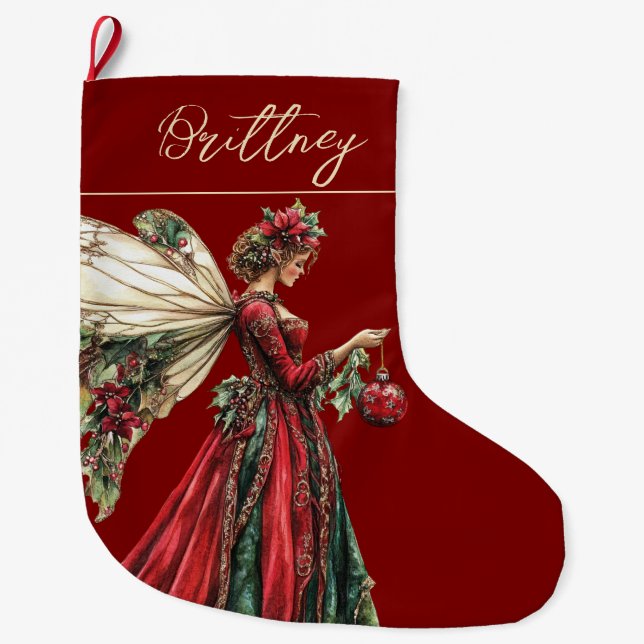 Meia De Natal Grande Fada de Natal Elegante Forestcore (Frente)