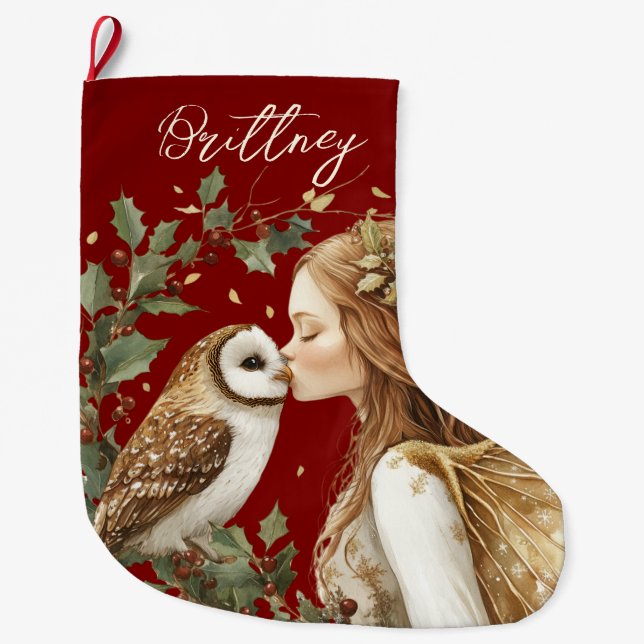 Meia De Natal Grande Fada de Natal Fofo Forestcore (Frente)