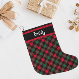 Meia De Natal Grande Farmhouse de Natal Personalizada Xadrez de Tartan