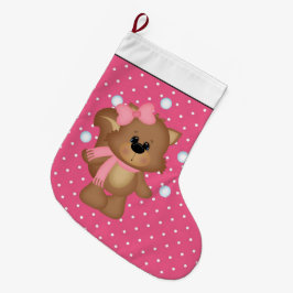 Meia De Natal Grande Fazendo malabarismo com bolas de neve prateadas de