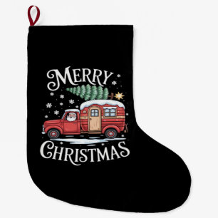 Meia De Natal Grande Feliz Natal Camping Fofo Papai Noel Caminhão Essen