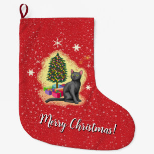 Meia De Natal Grande Feliz Natal Cat