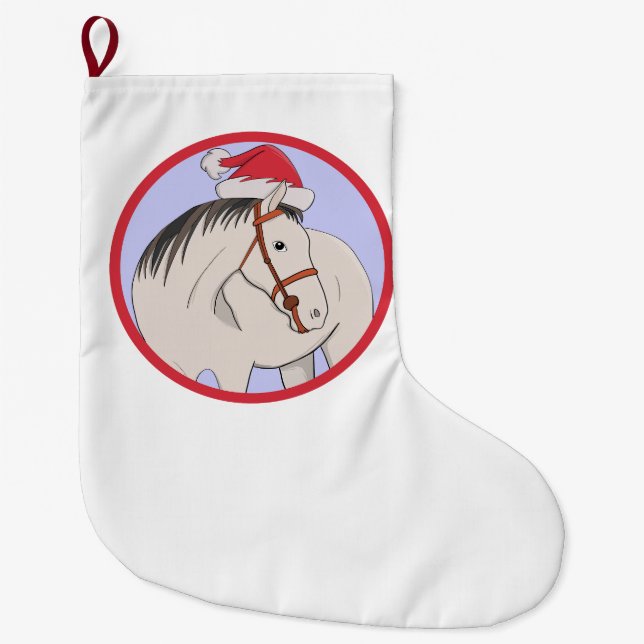 Meia De Natal Grande Feliz Natal Cavalo (Frente)