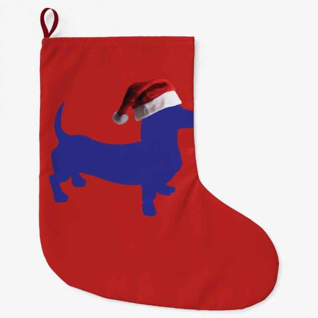 Meia De Natal Grande Feliz Natal Dachshund (Frente)