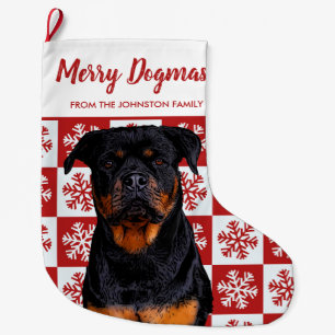 Meia De Natal Grande Feliz Natal Dogmas Rottweiler Cão Vermelho Festiv