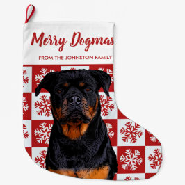 Meia De Natal Grande Feliz Natal Dogmas Rottweiler Cão Vermelho Festivo