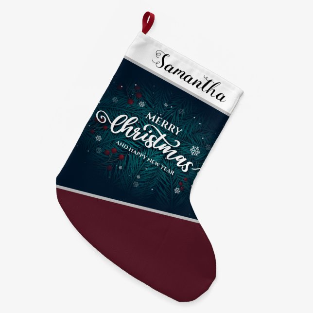 Meia De Natal Grande Feliz Natal e Feliz ano novo (Frente (Pendurada))