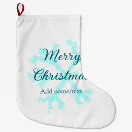 Meia De Natal Grande Feliz Natal flocos de neve azuis brilhando