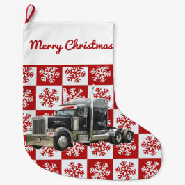 Meia De Natal Grande Feliz Natal Semi Transport Truck Snowflake