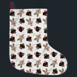 Meia De Natal Grande Feliz Pawlidays Labrador Retriever Cães<br><div class="desc">Ótima ilustração de três Labrador Retrievers vestidos em trajes de Natal.</div>