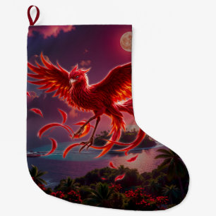 Meia De Natal Grande Fênix Carmesim da Maré enluarada.
