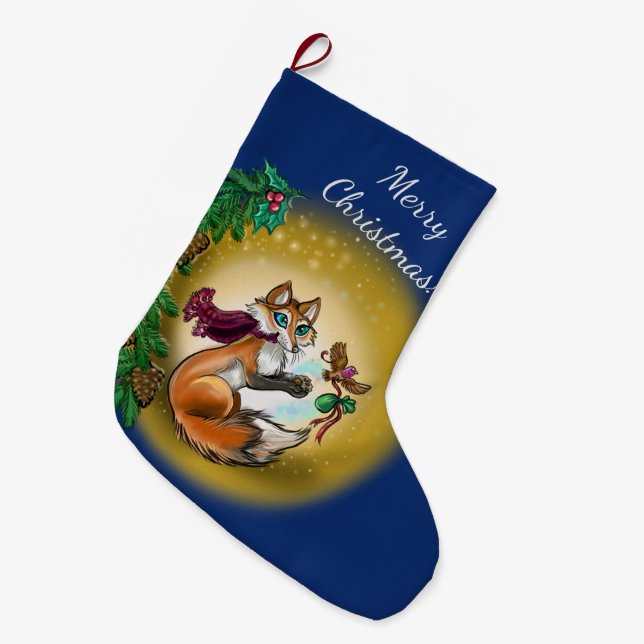 Meia De Natal Grande Feriado do Fox de Gifting (Frente (Pendurada))