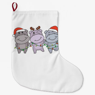 Meia De Natal Grande Feriado Hippo de Hippo de Animais de Natal Cute Hi