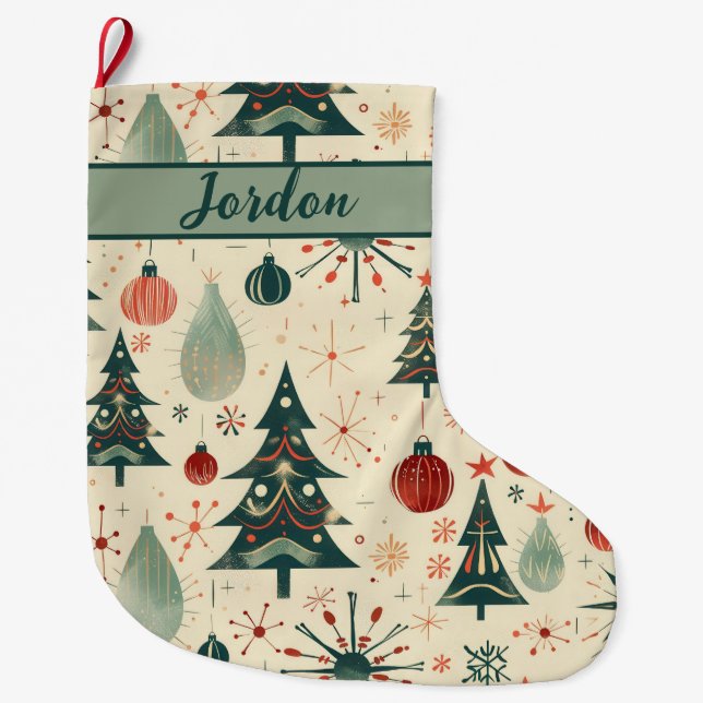 Meia De Natal Grande Feriado Moderno do meio século (Frente)