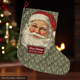 Meia De Natal Grande Feriado tradicional Vintage Santa Claus