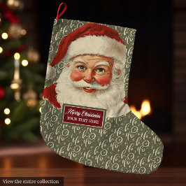Meia De Natal Grande Feriado tradicional Vintage Santa Claus