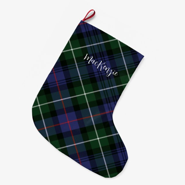 Meia De Natal Grande Feriados de Natal na xadrez MacKenzie Tartan (Frente (Pendurada))