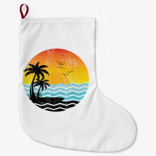 Meia De Natal Grande Férias de Verão Palmeiras Retro Pôr do Sol Tropica