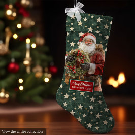 Meia De Natal Grande Feset Santa Claus Stocking Nome Personalizado