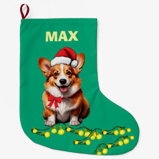 Meia De Natal Grande Festive Corgi Dog Custom Pet