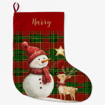 Festivo Clássico Vermelho Verde Dourado Tartan Sno