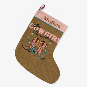 Meia De Natal Grande festivo Natal Western Cowgirl