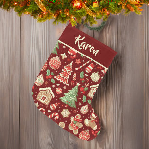 Meia De Natal Grande Festivo Personalizado Borgonha de Natal