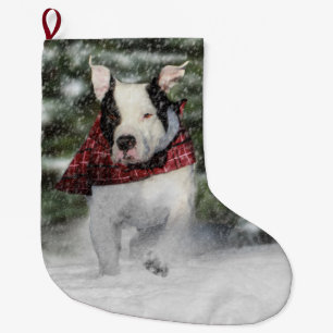 Meia De Natal Grande Filhote de cachorro do salvamento do buldogue que