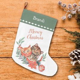 Meia De Natal Grande Fina de Natal e Gatinho