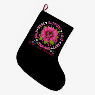 Meia De Natal Grande Fita Rosa de Conscientização do Câncer de Mama Gir