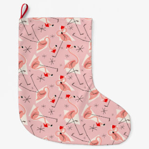 Meia De Natal Grande Flamingo Santas Pink Multi-stocking