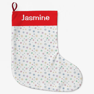 Meia De Natal Grande Floco de Neve de Natal Colorido Mínimo Personalizá