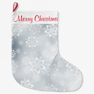 Meia De Natal Grande Flocos de Natal/Neve