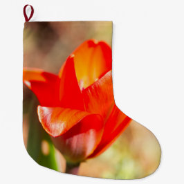 Meia De Natal Grande Flor de Tulipas Vermelhas