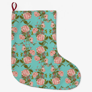 Meia De Natal Grande Floral