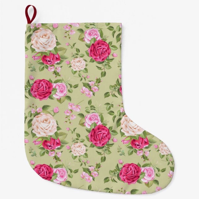 Meia De Natal Grande Floral (Frente)