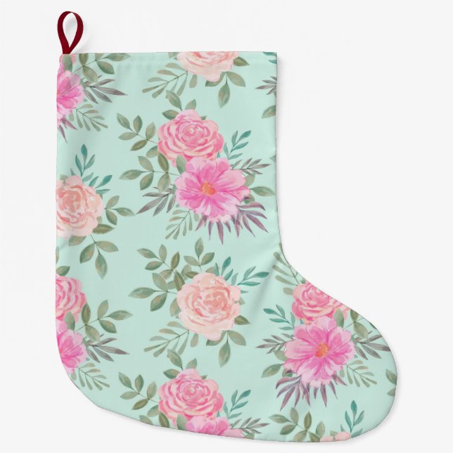 Meia De Natal Grande Floral (Frente)