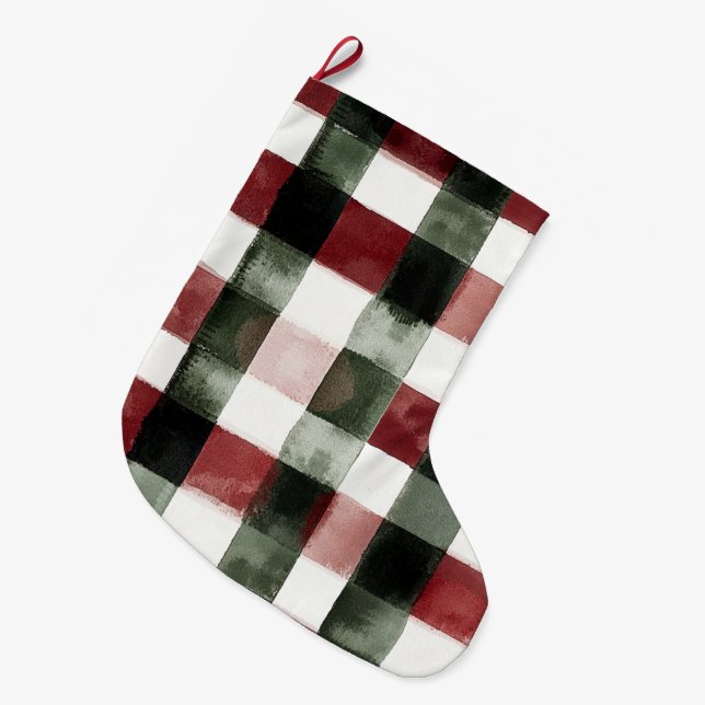 Meia De Natal Grande Floral Chic Branco Azul (Frente (Pendurada))