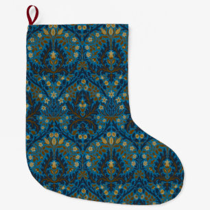 Meia De Natal Grande Flores de Outono em Azul Turquesa Vintage William