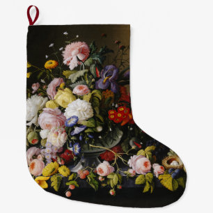 Meia De Natal Grande Flores e Frutas de Vintage Stress Life