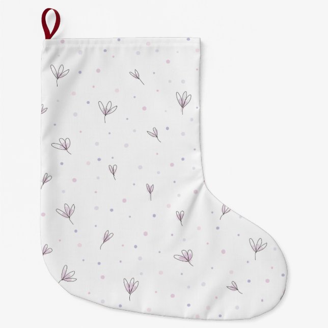 Meia De Natal Grande Flores Lilac (Frente)