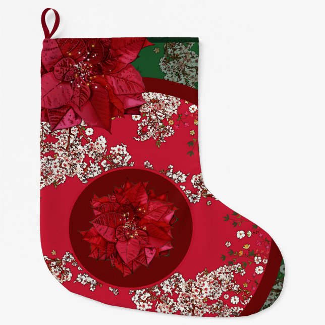 Meia De Natal Grande Flores para o Natal (Frente)