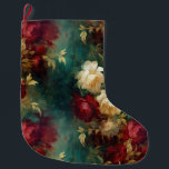 Meia De Natal Grande Flores Verdes Brancas Vermelhas<br><div class="desc">Flores Verdes Brancas Vermelhas</div>