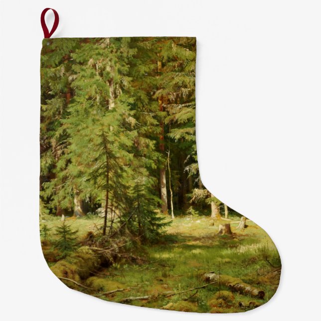 Meia De Natal Grande Floresta Russa (Paisagem Russa) (Florestas Verdes) (Frente)