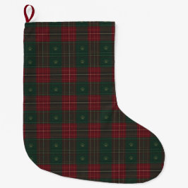 Meia De Natal Grande Forest Green & Cranberry Tartan Pet Stocking